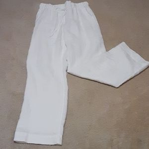 White linen casual pants